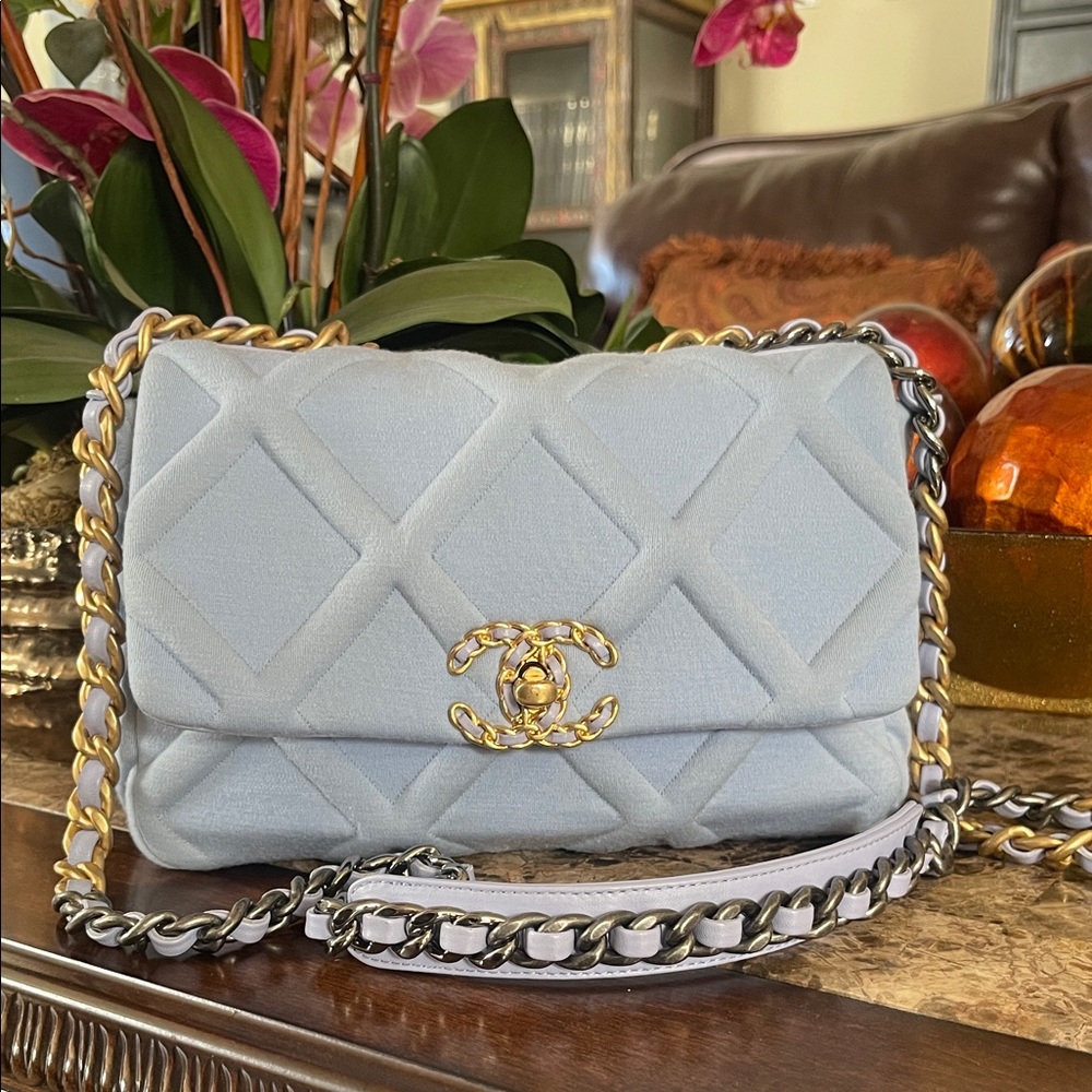 Chanel Light Blue Quilted Crossbody Bag